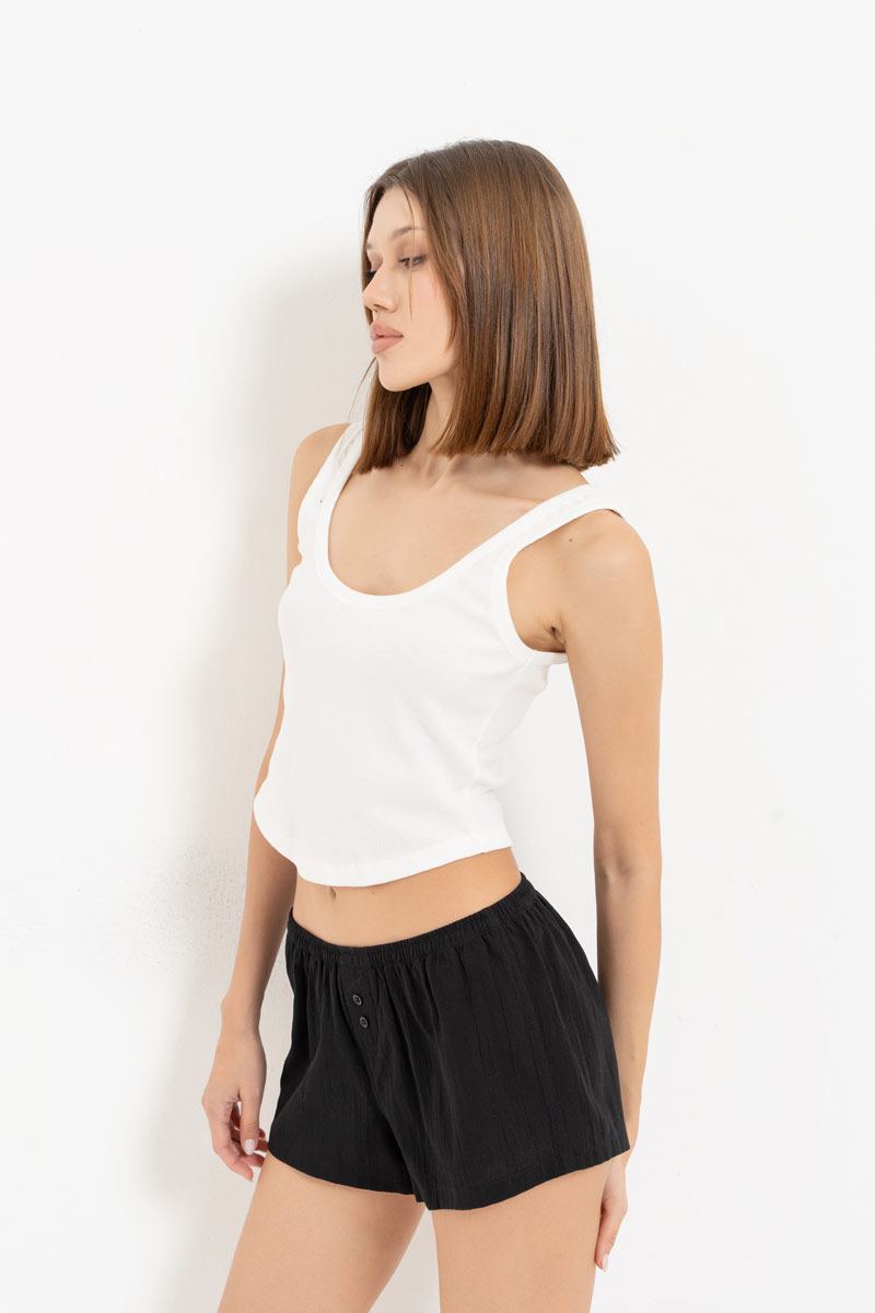 Black Mini Shorts with Elasticated Waist