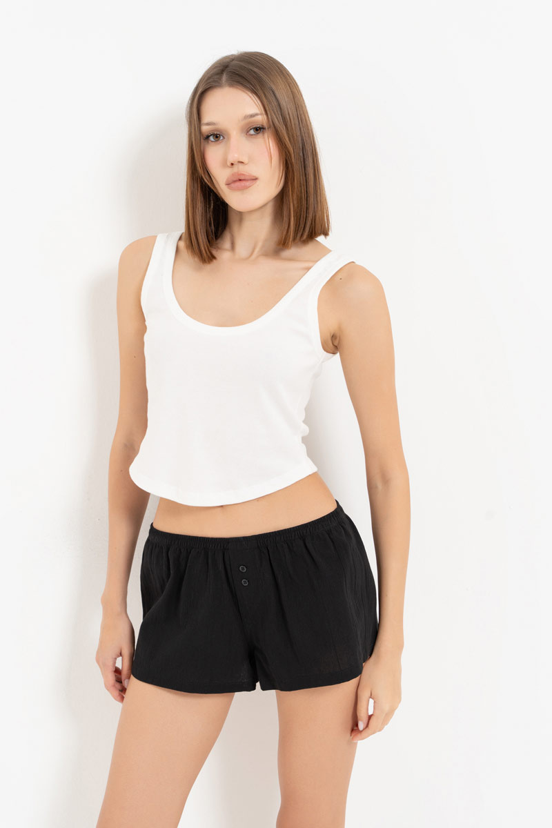 Black Mini Shorts with Elasticated Waist