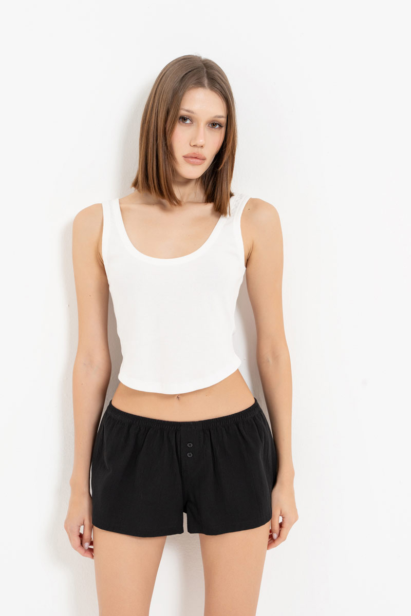 Black Mini Shorts with Elasticated Waist