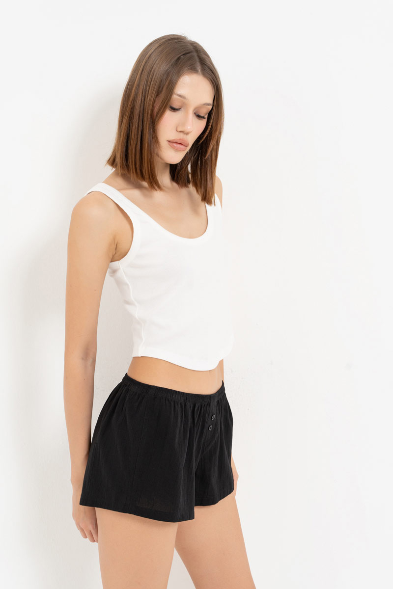 Black Mini Shorts with Elasticated Waist