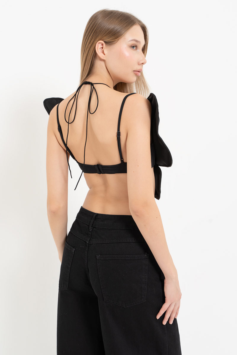 Siyah Bağlama Detaylı Kelebek Büstiyer