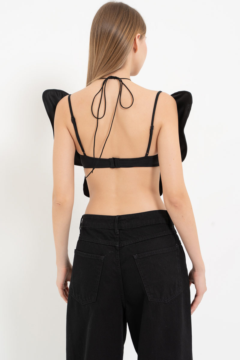 Siyah Bağlama Detaylı Kelebek Büstiyer