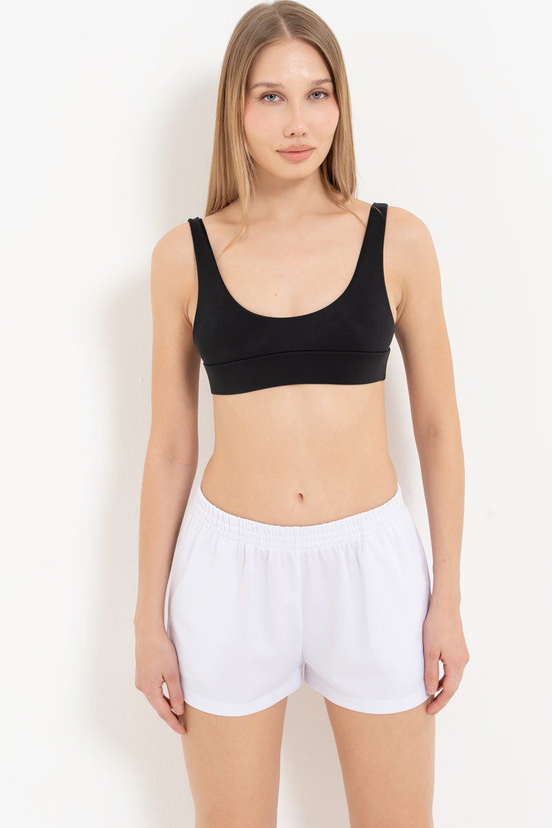 White Elasticated-Waist Shorts with Pockets