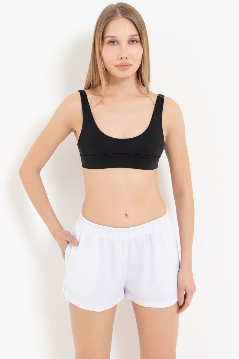 White Elasticated-Waist Shorts with Pockets