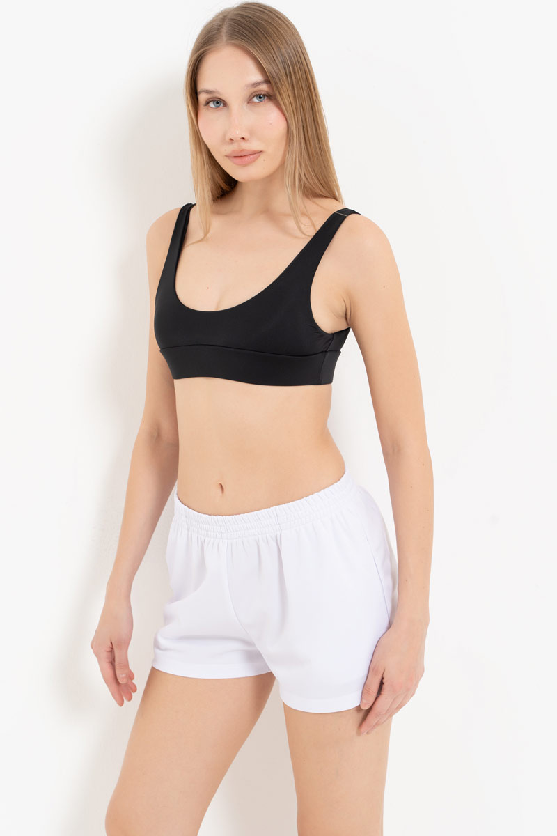 White Elasticated-Waist Shorts with Pockets