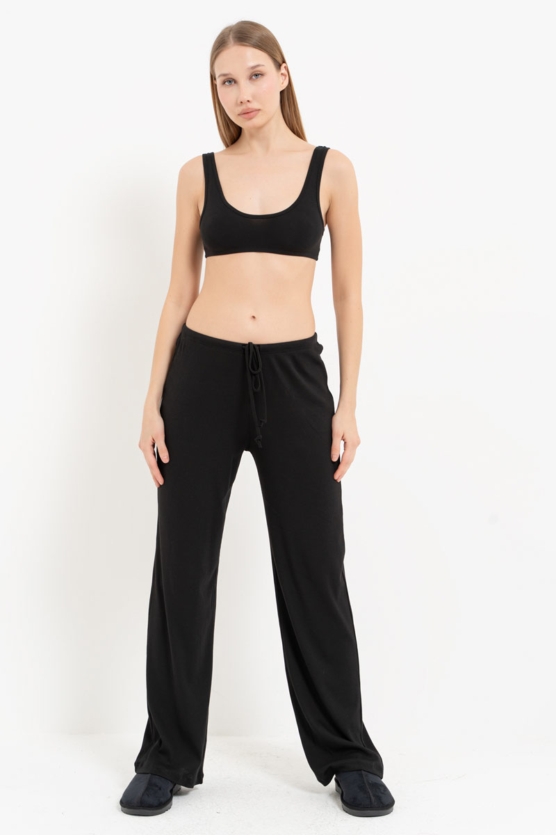 Siyah Beli Lastikli Pijama Altı
