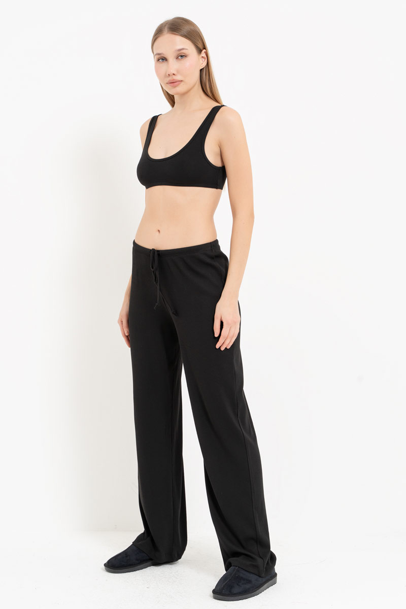 Siyah Beli Lastikli Pijama Altı