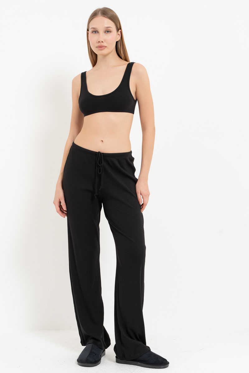 Siyah Beli Lastikli Pijama Altı