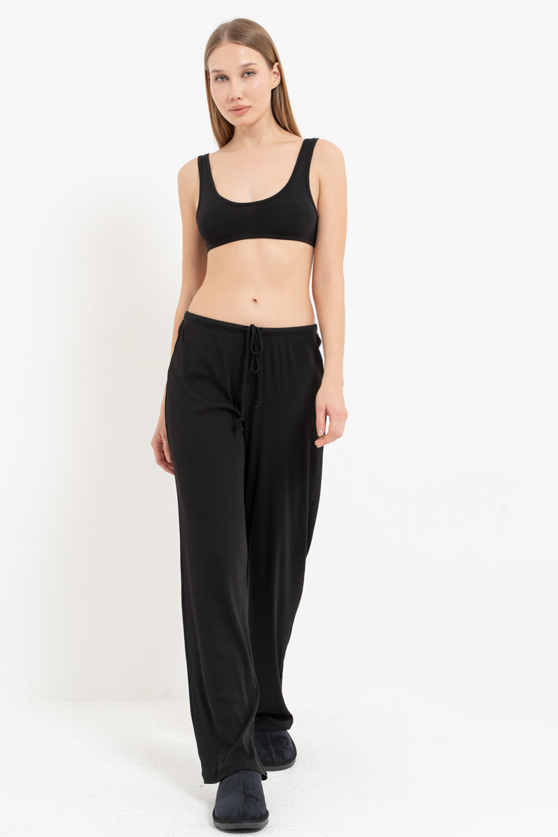Siyah Beli Lastikli Pijama Altı