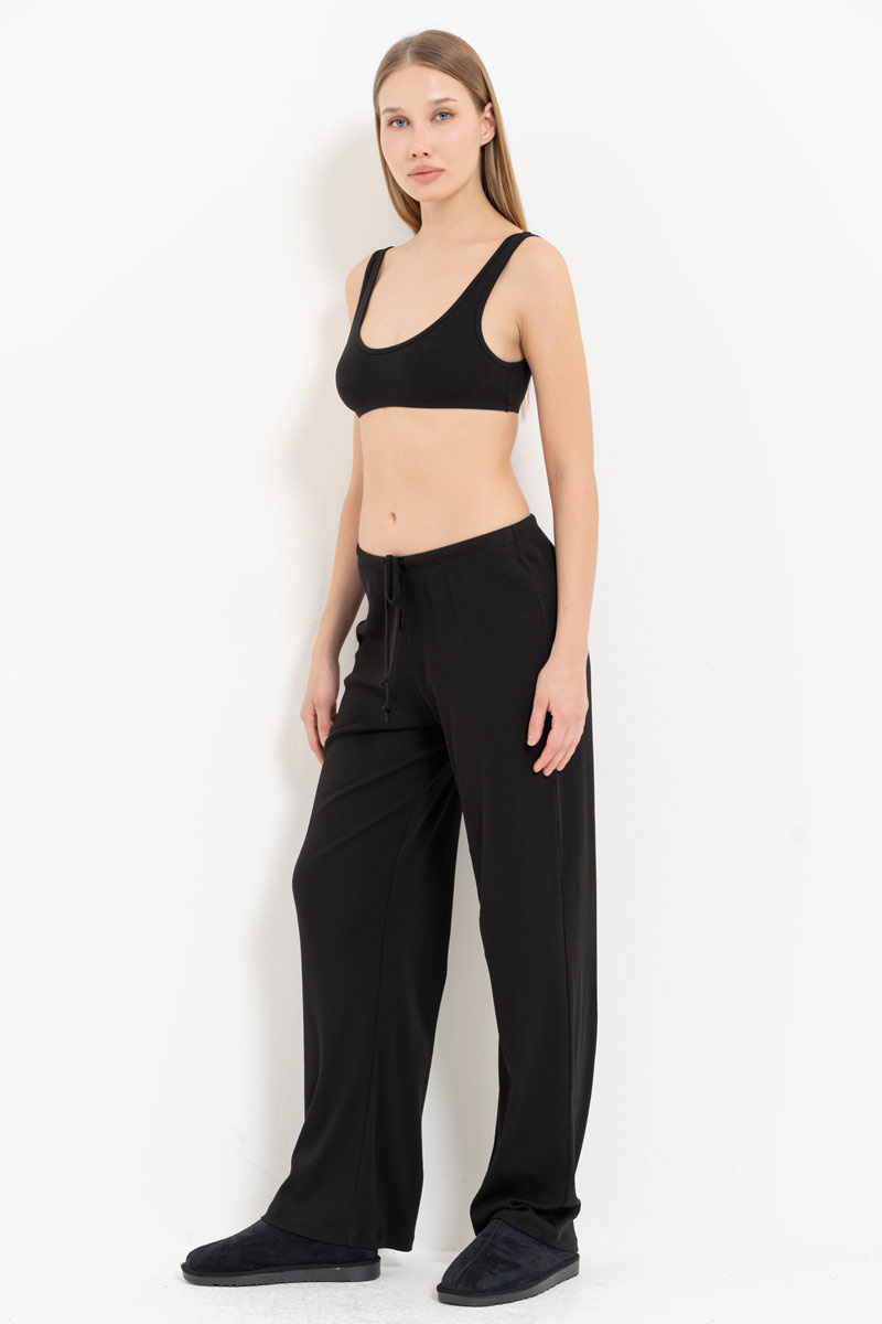 Siyah Beli Lastikli Pijama Altı