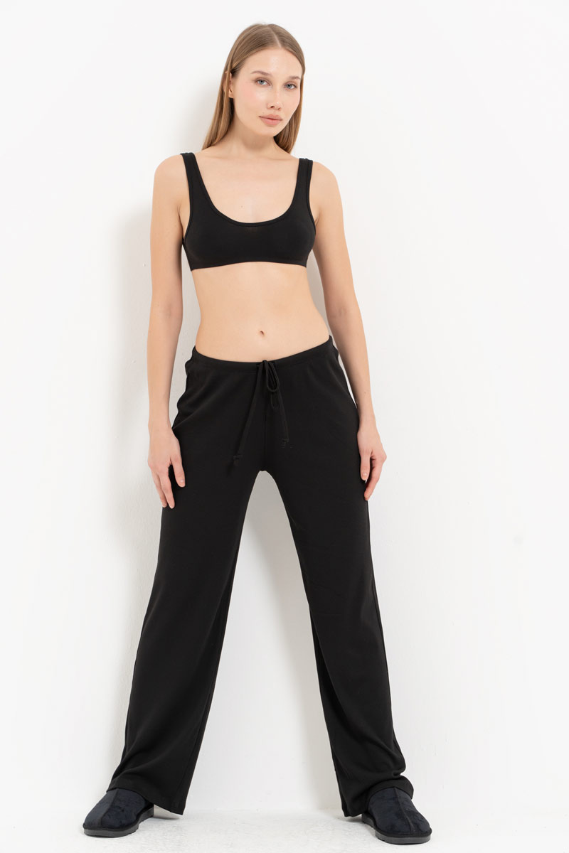 Siyah Beli Lastikli Pijama Altı