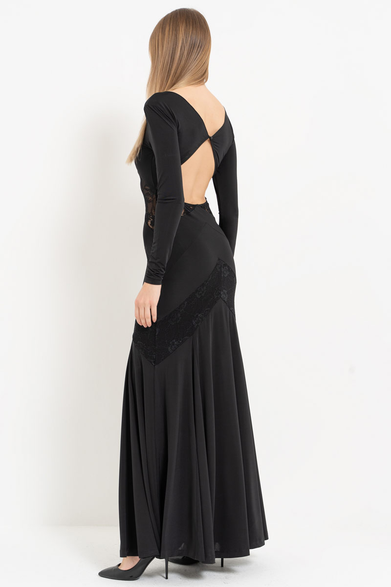 Dekolte Detaylı Maxi Dantel Elbise