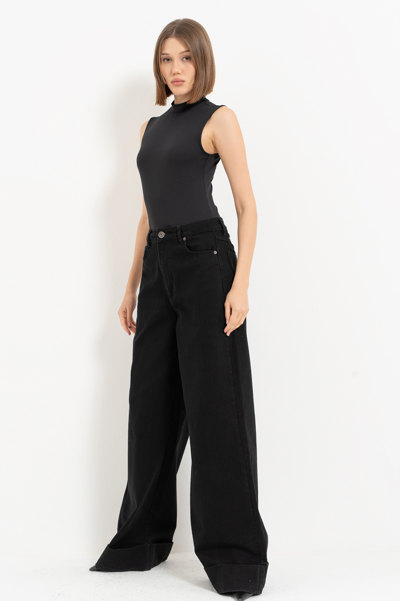 Black Mock-Neck Tank Bodysuit