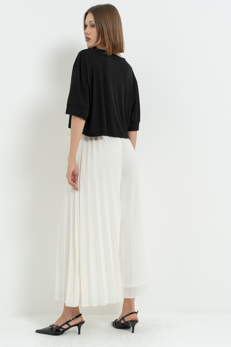 Off white Beli Lastikli Pileli Pantolon