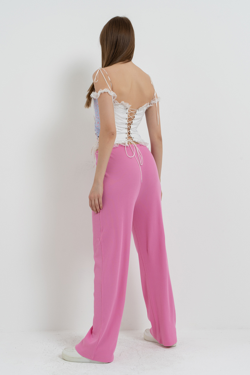 Doly Pembe Beli Lastikli Pijama Altı