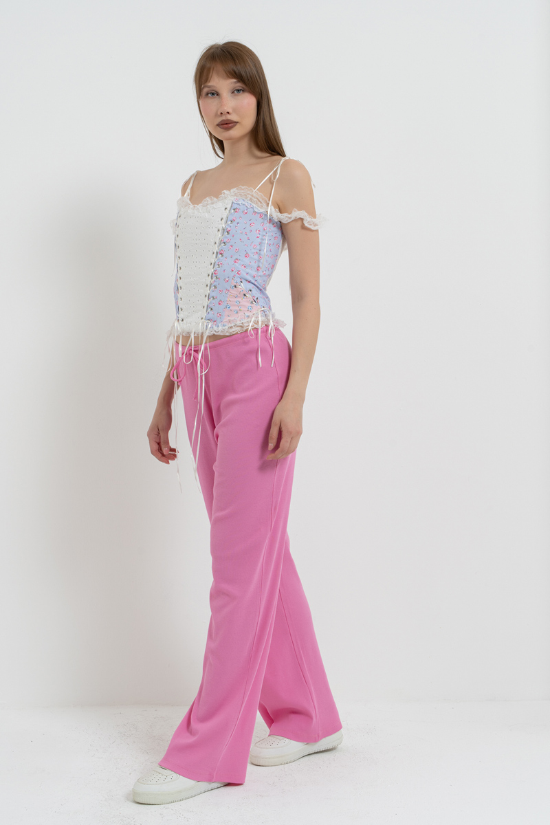Doly Pembe Beli Lastikli Pijama Altı
