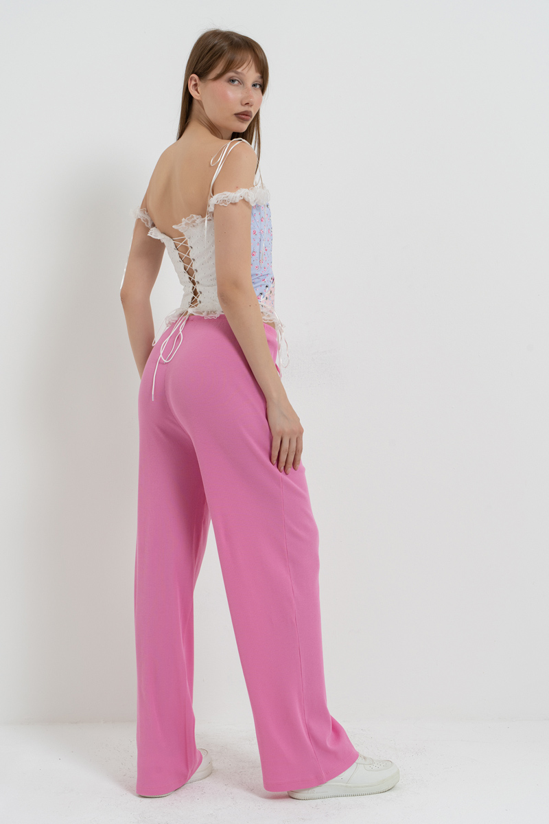 Doly Pembe Beli Lastikli Pijama Altı