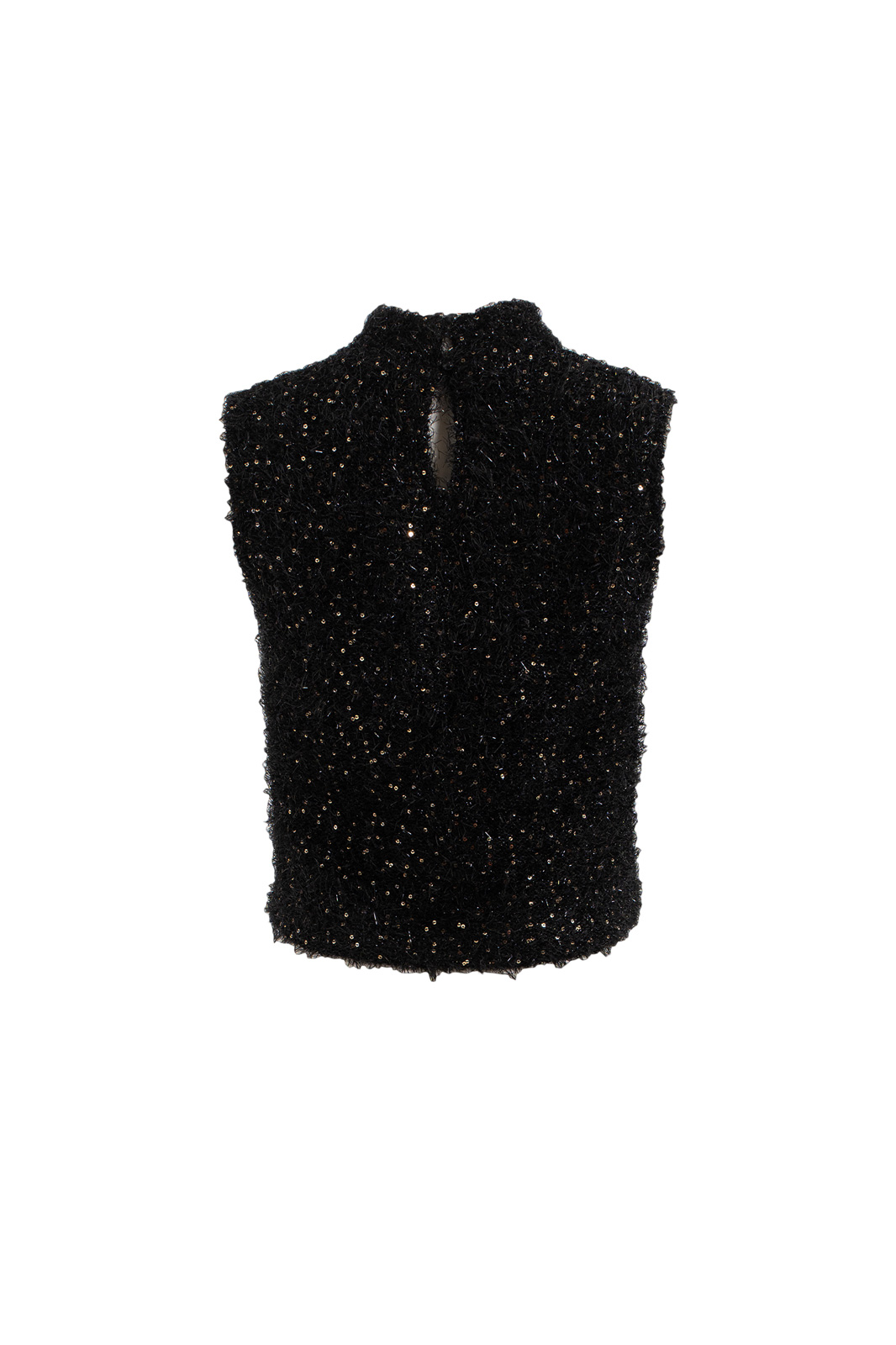 Siyah Balıkçı Yaka Simli Payetli Bluz