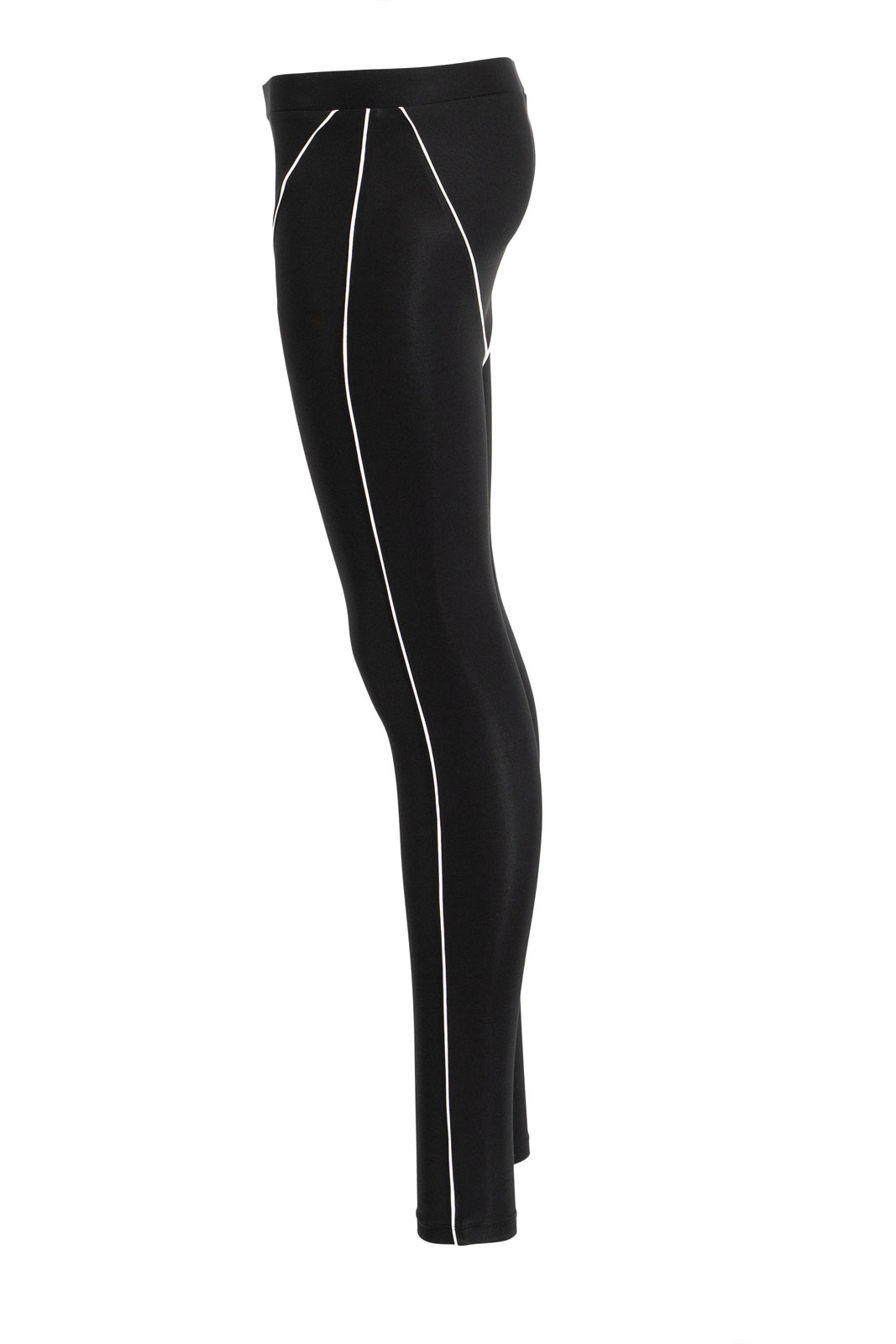 Siyah-Kirli Beyaz Kontrast Biyeli Yüksek Bel Tayt