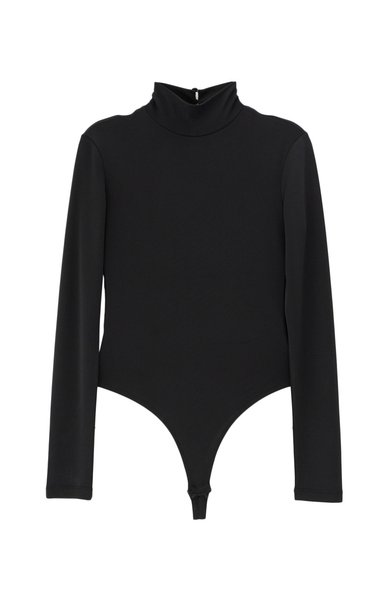 Black High-Neck Long-Sleeve Bodysuit