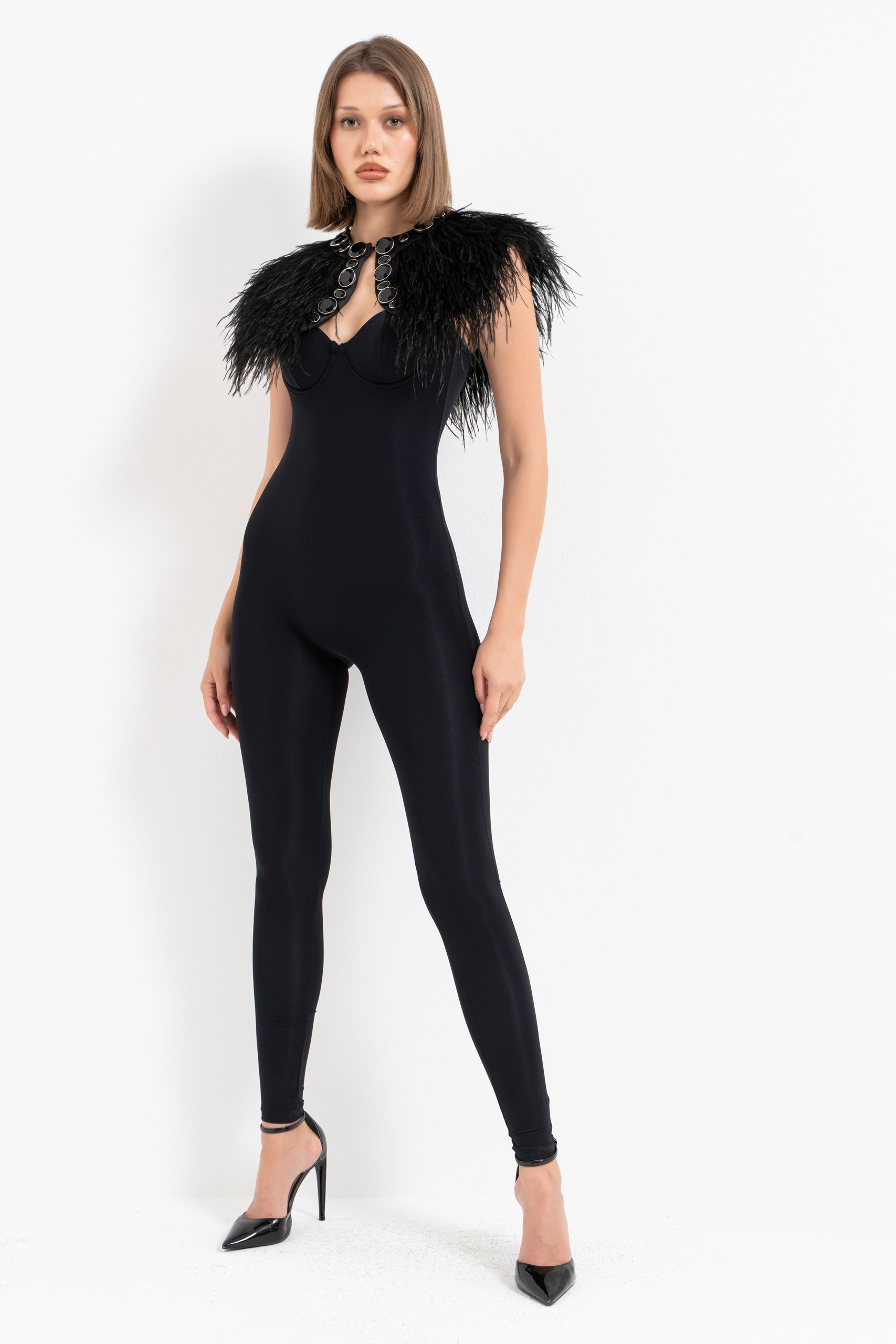 Black Padded Cami Catsuit