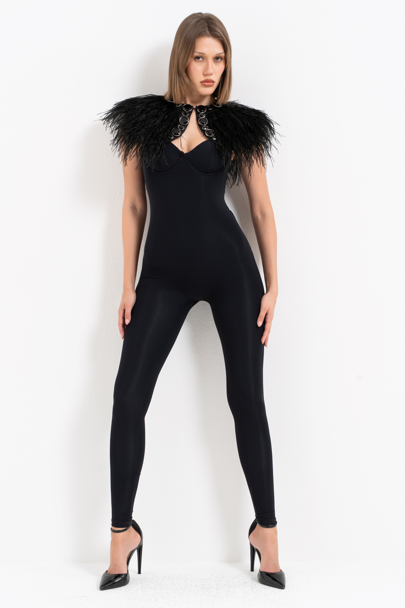 Black Padded Cami Catsuit