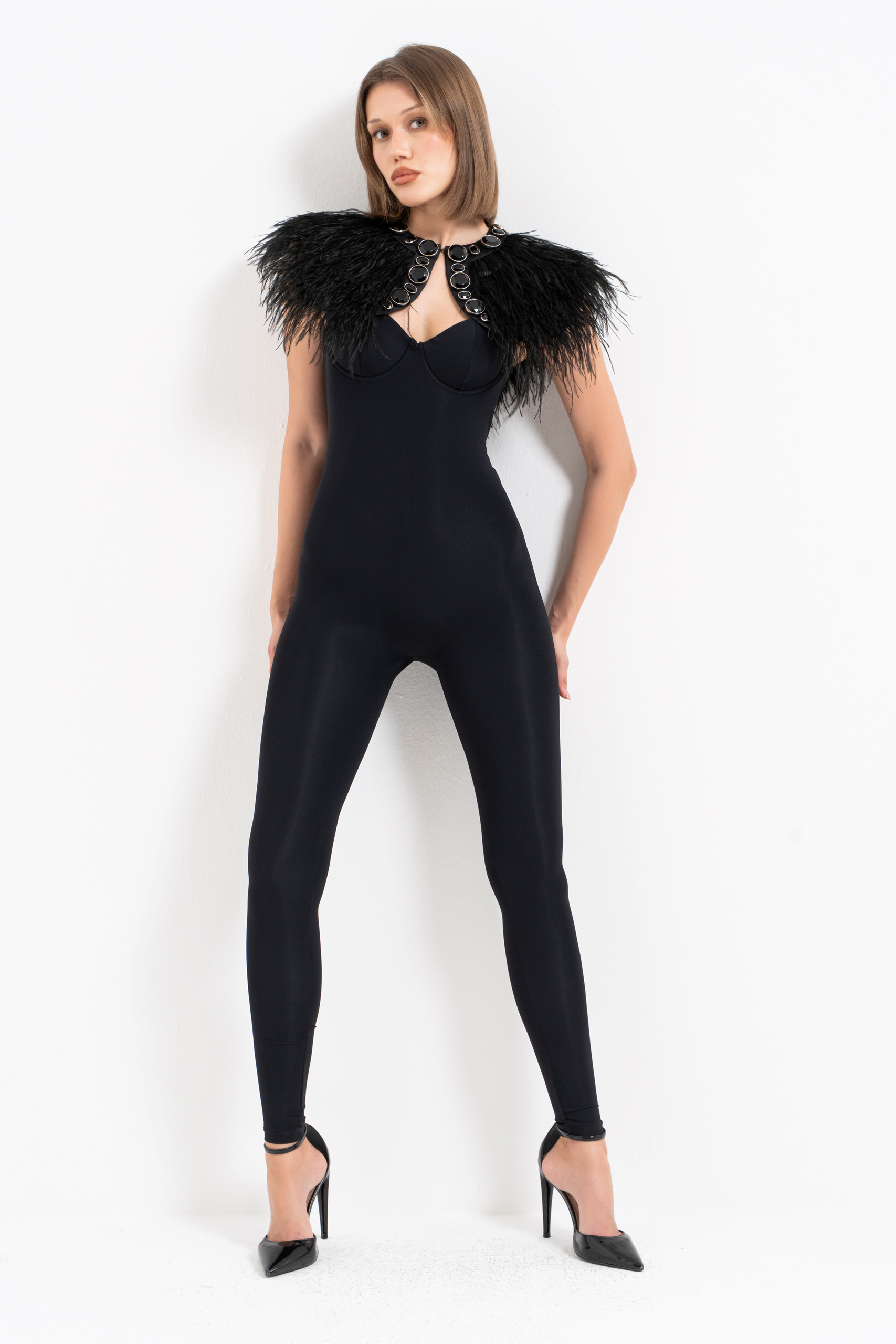 Black Padded Cami Catsuit