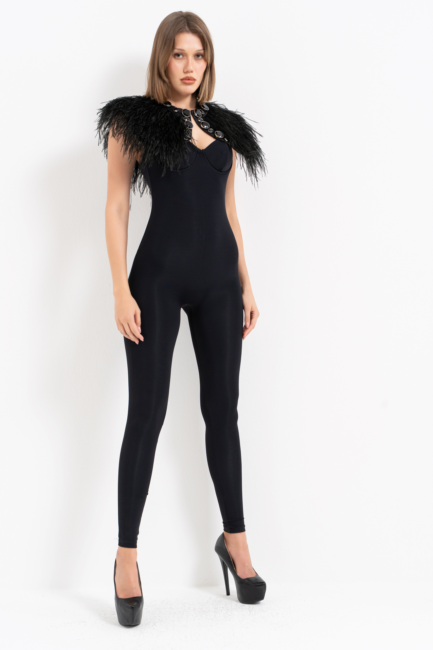 Black Padded Cami Catsuit