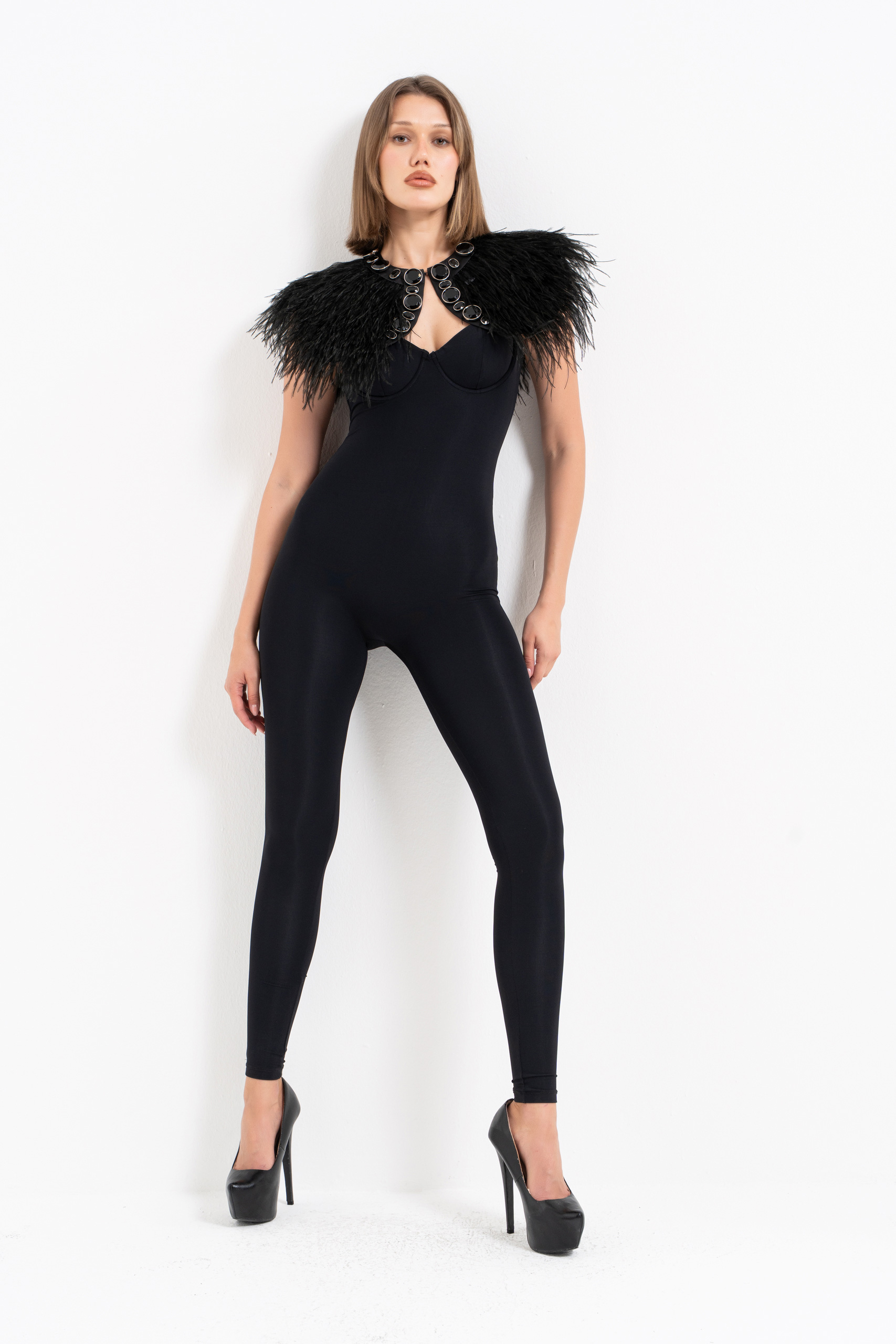 Black Padded Cami Catsuit