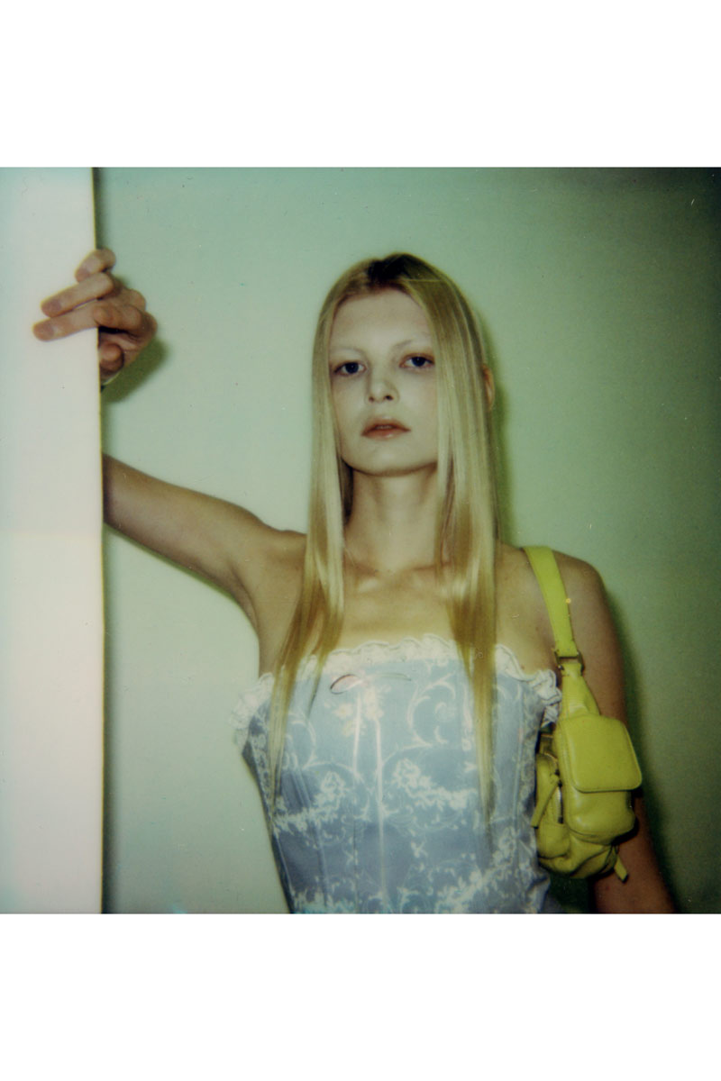 Offwhite-Blue Dantel Detaylı Balenli Büstiyer & Etek Takım