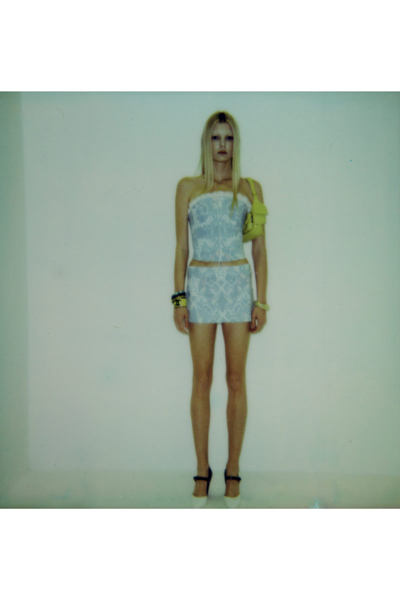 Offwhite-Blue Dantel Detaylı Balenli Büstiyer & Etek Takım