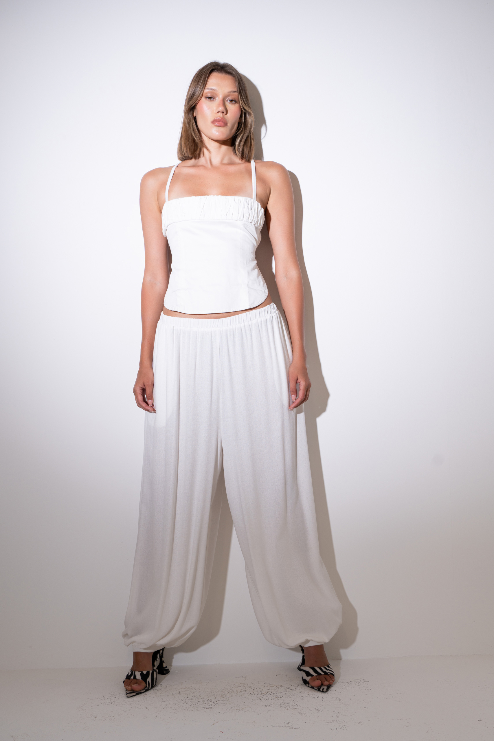 Off white Sırtı Çapraz Bağlamalı Büstiyer