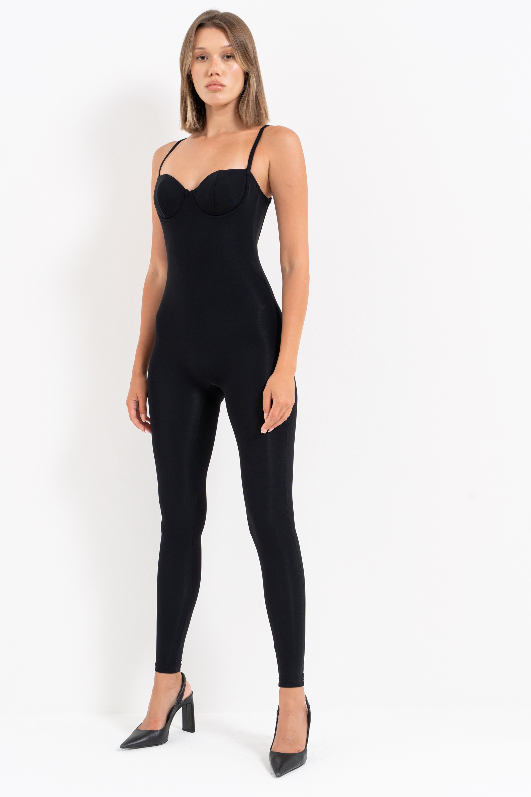 Black Padded Cami Catsuit