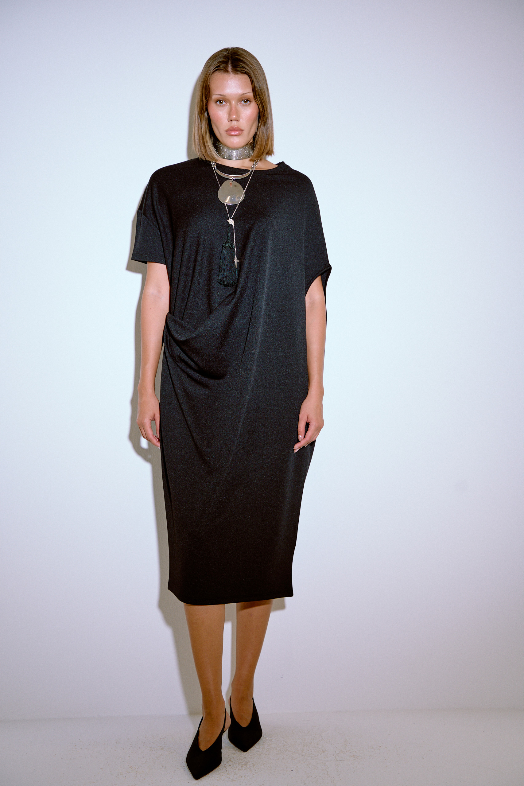 Black One-Sleeve Asymmetric Dress