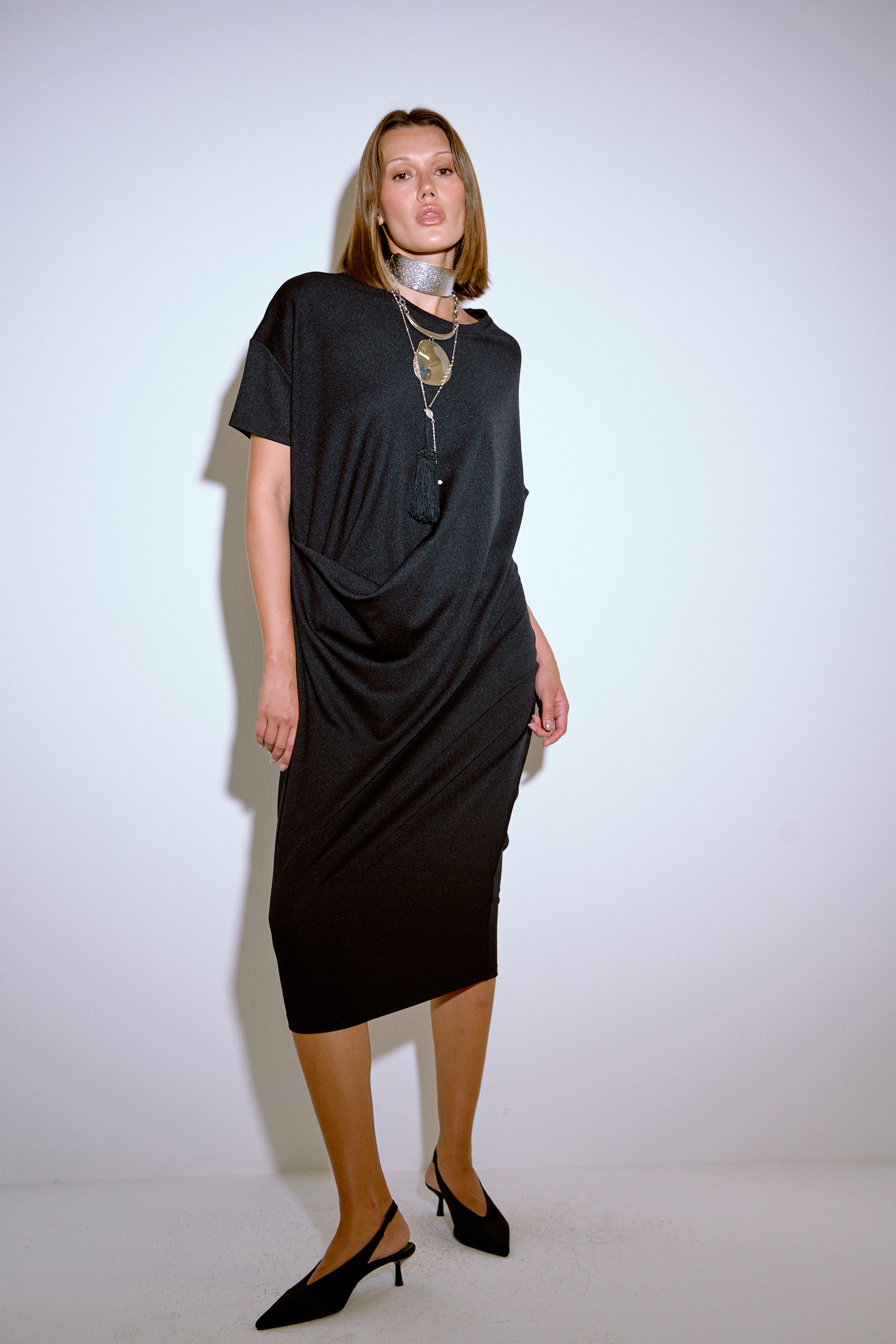 Black One-Sleeve Asymmetric Dress