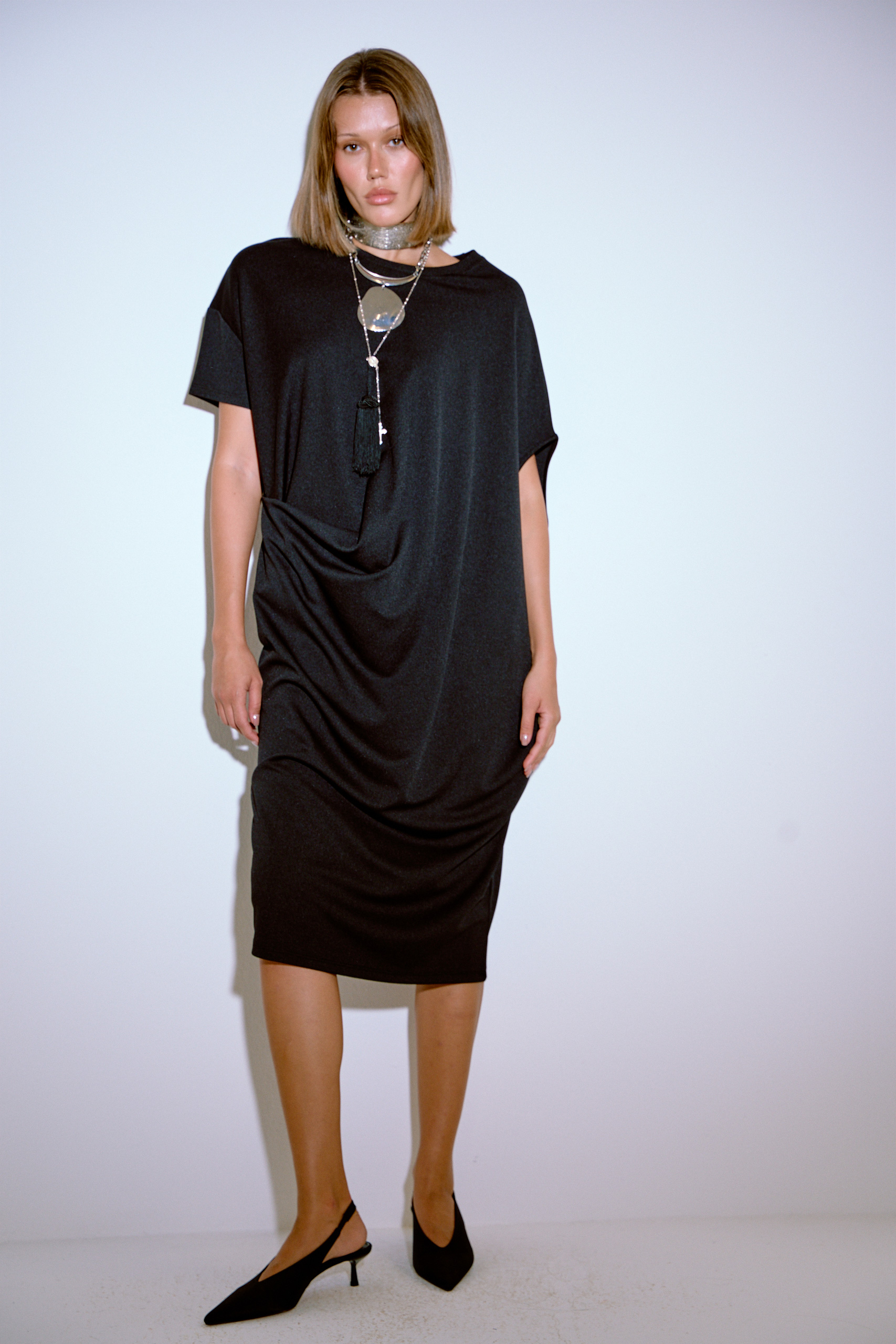 Black One-Sleeve Asymmetric Dress