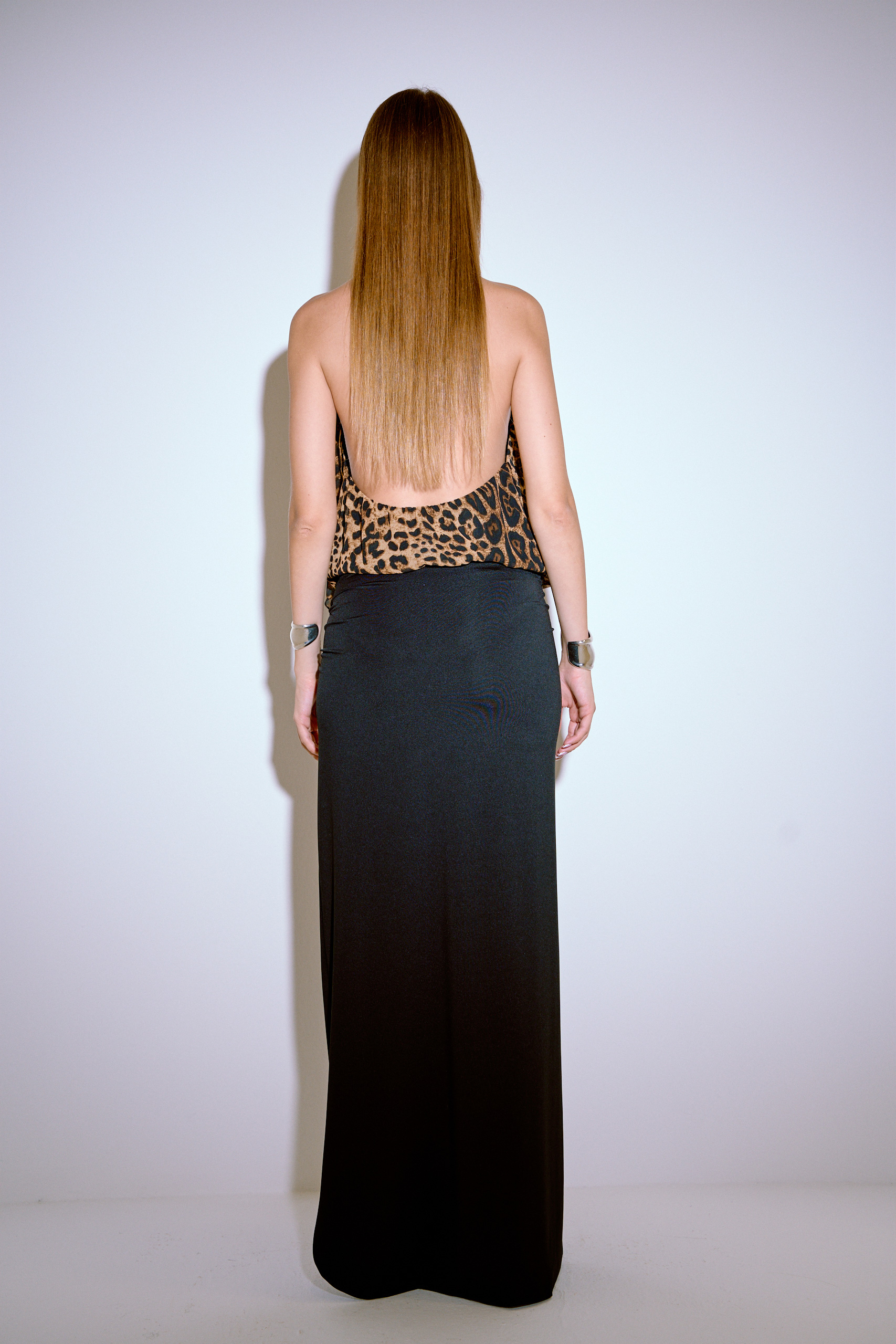 Black Split-Front Maxi Skirt