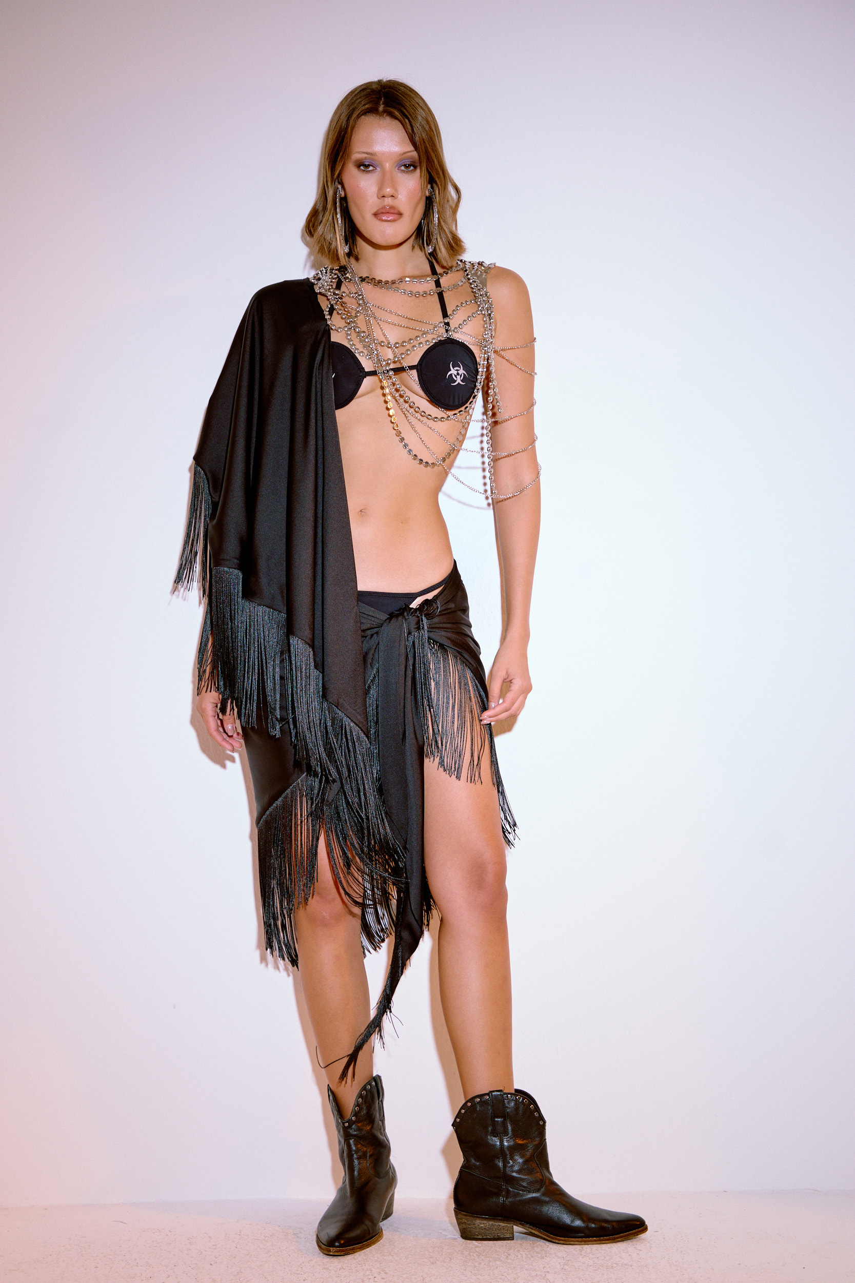 Reflektif Baskılı Siyah Bikini Takımı