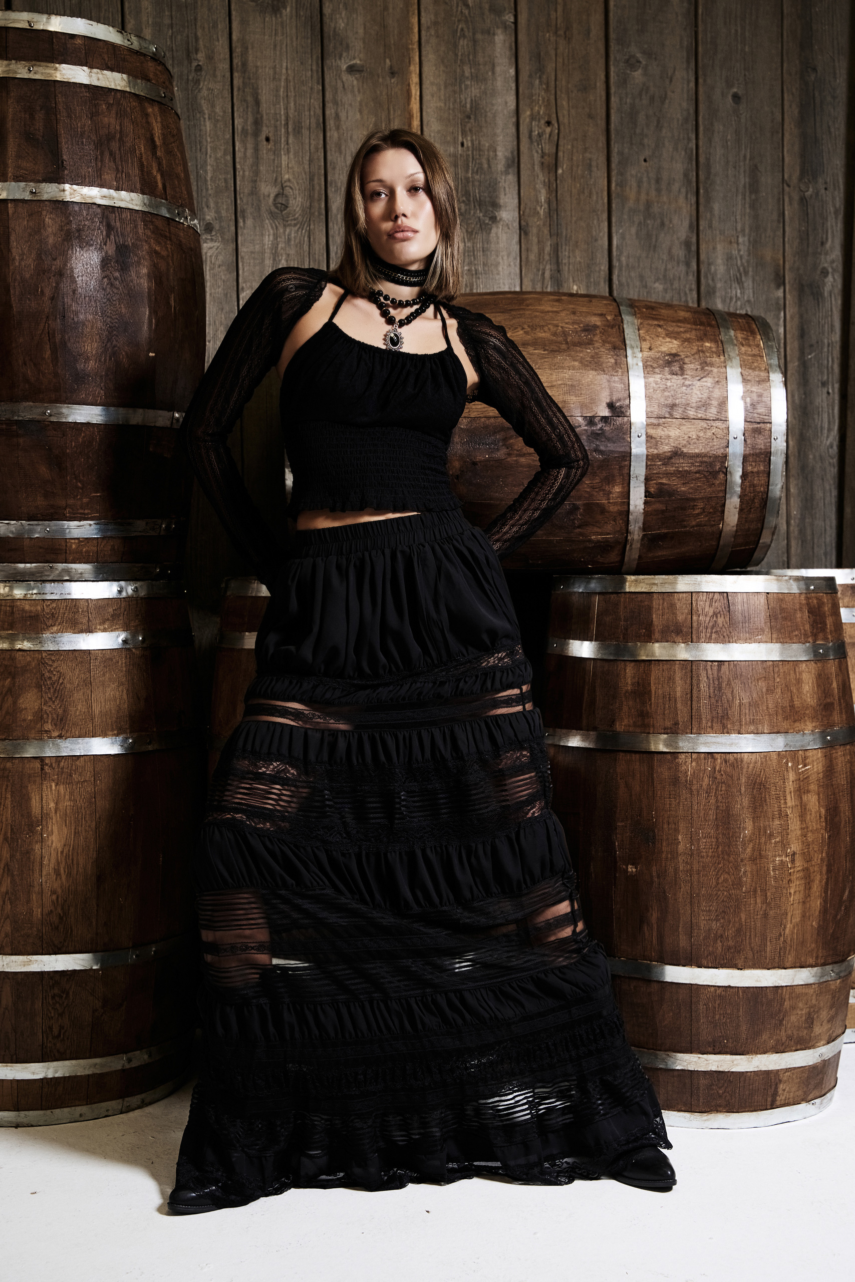 Black Pieced Maxi Skirt