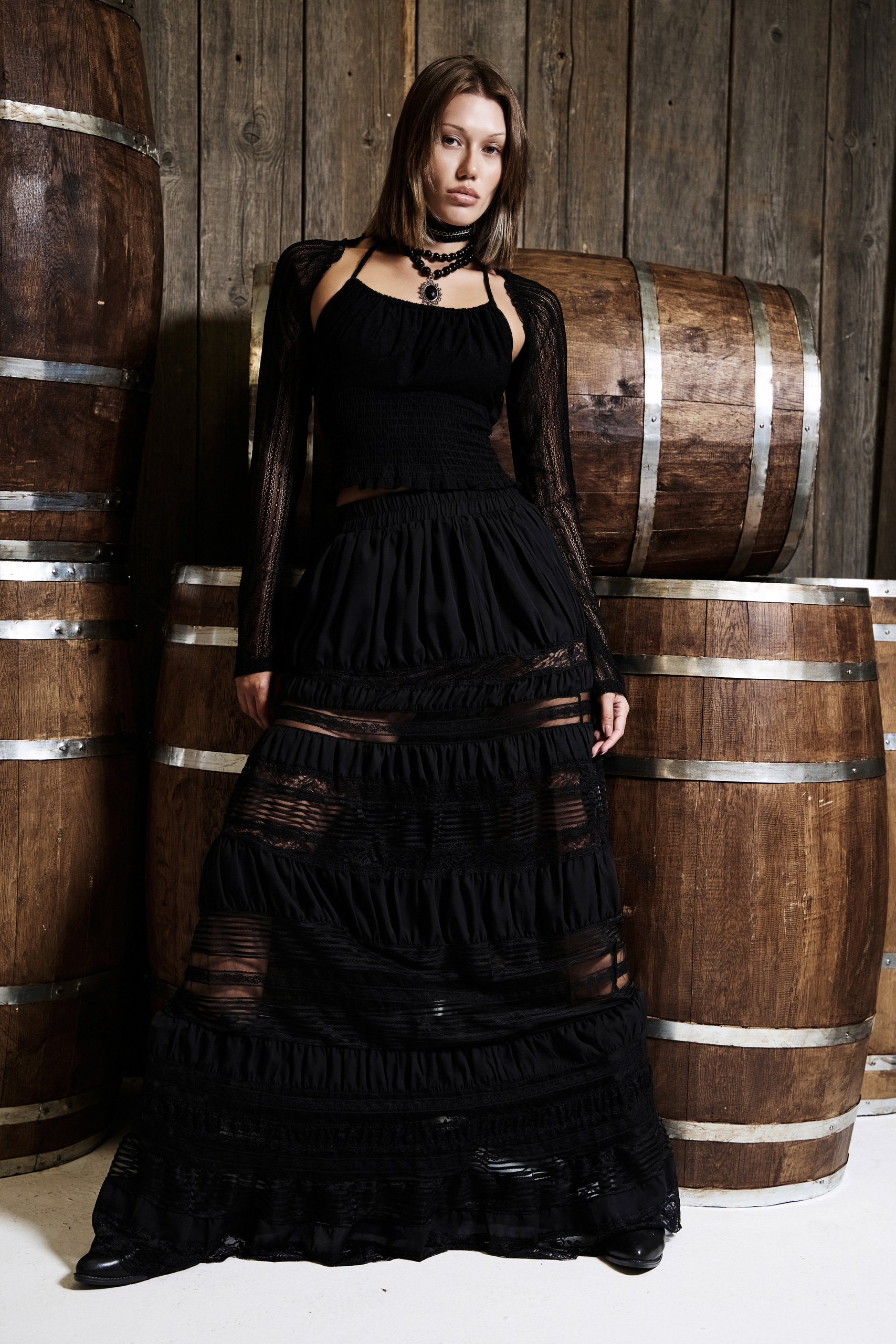 Black Pieced Maxi Skirt
