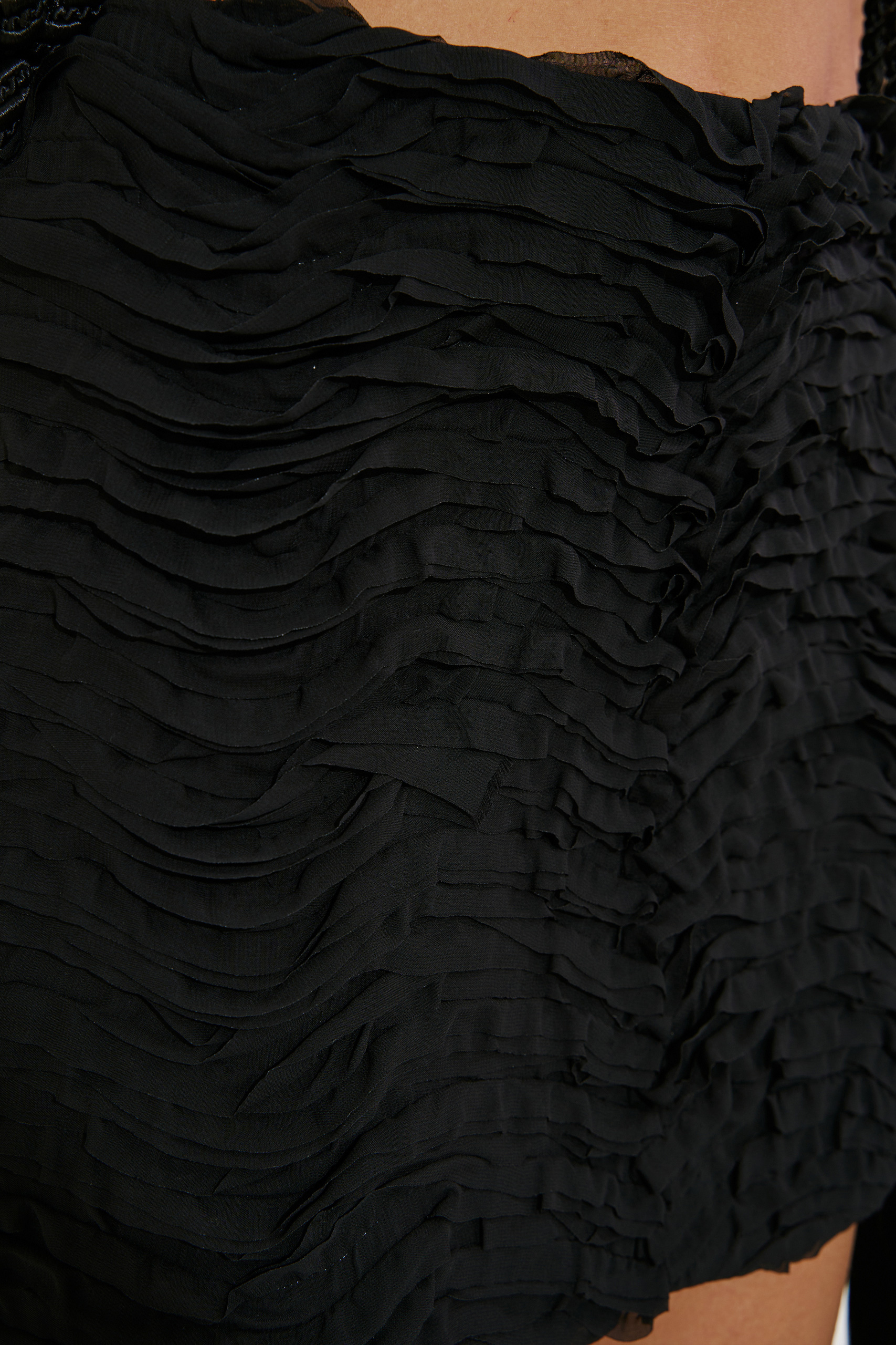 Black Textured Mini Skirt
