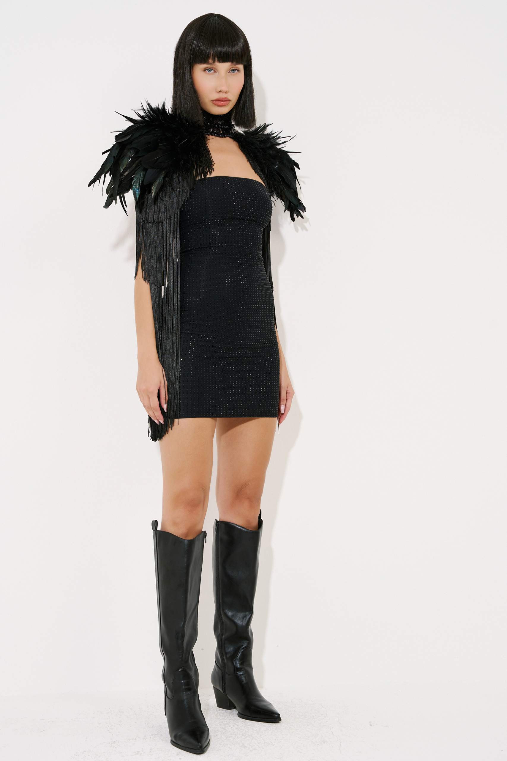 Black Embellished Bodycon Tube Dress
