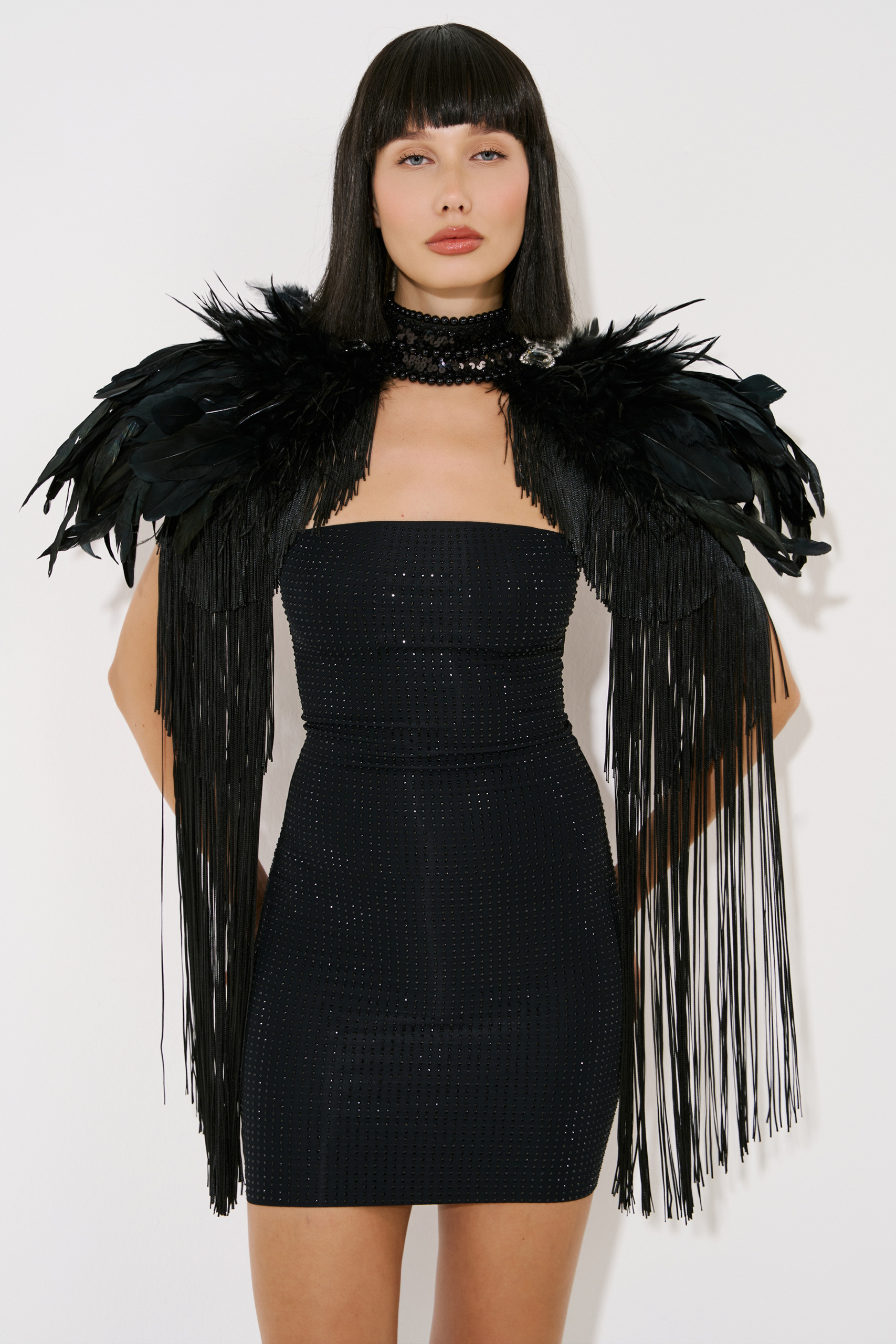 Black Embellished Bodycon Tube Dress