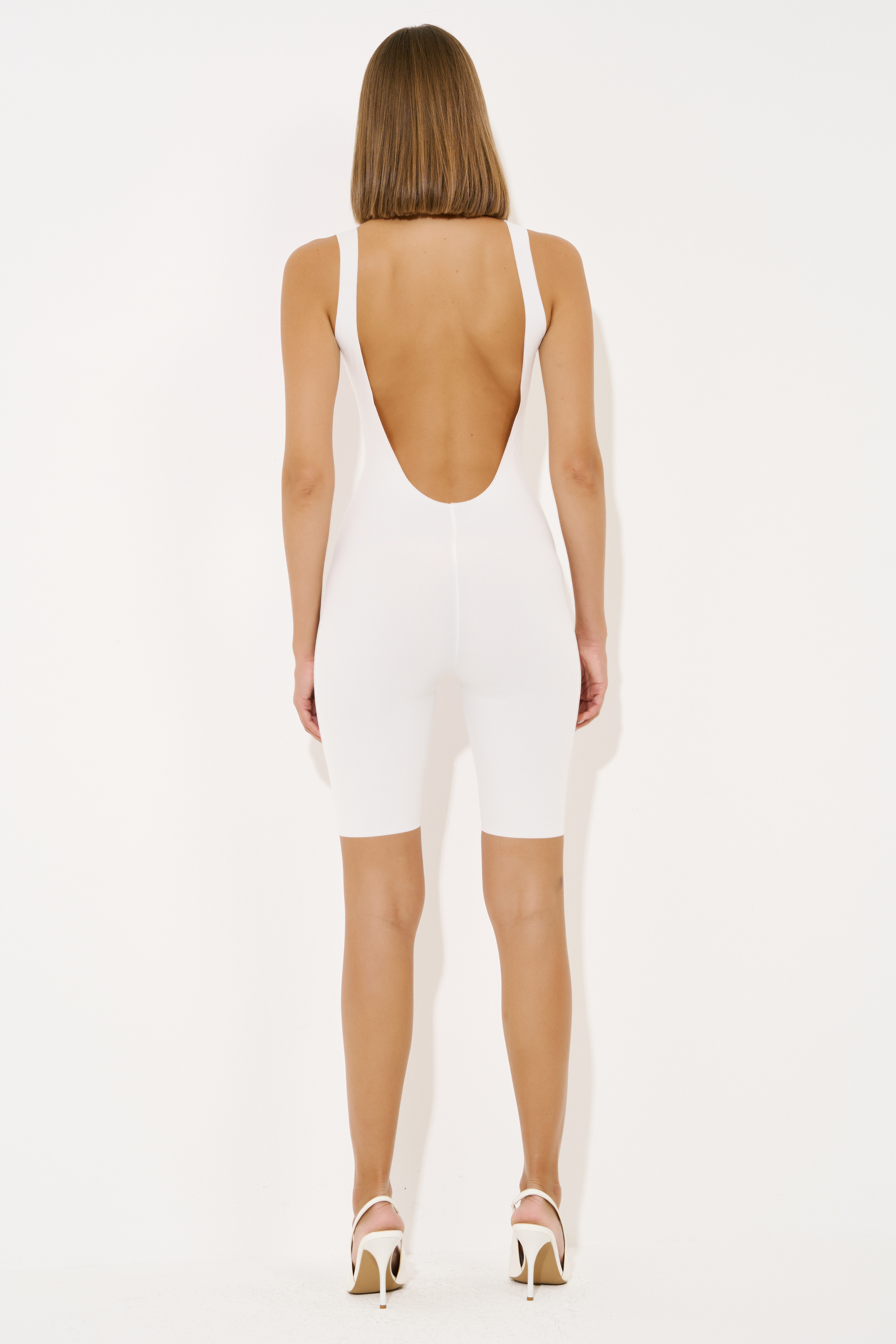 Offwhite Backless Biker Catsuit