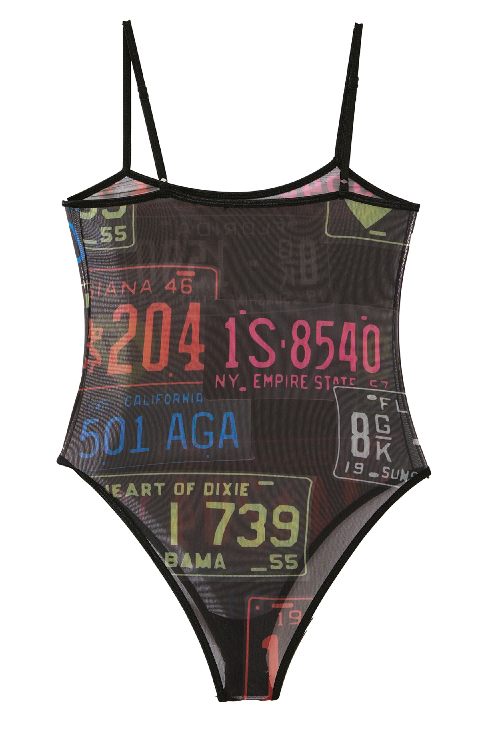 Thin Shoulder Strap BLACK & MIX printed Bodysuit