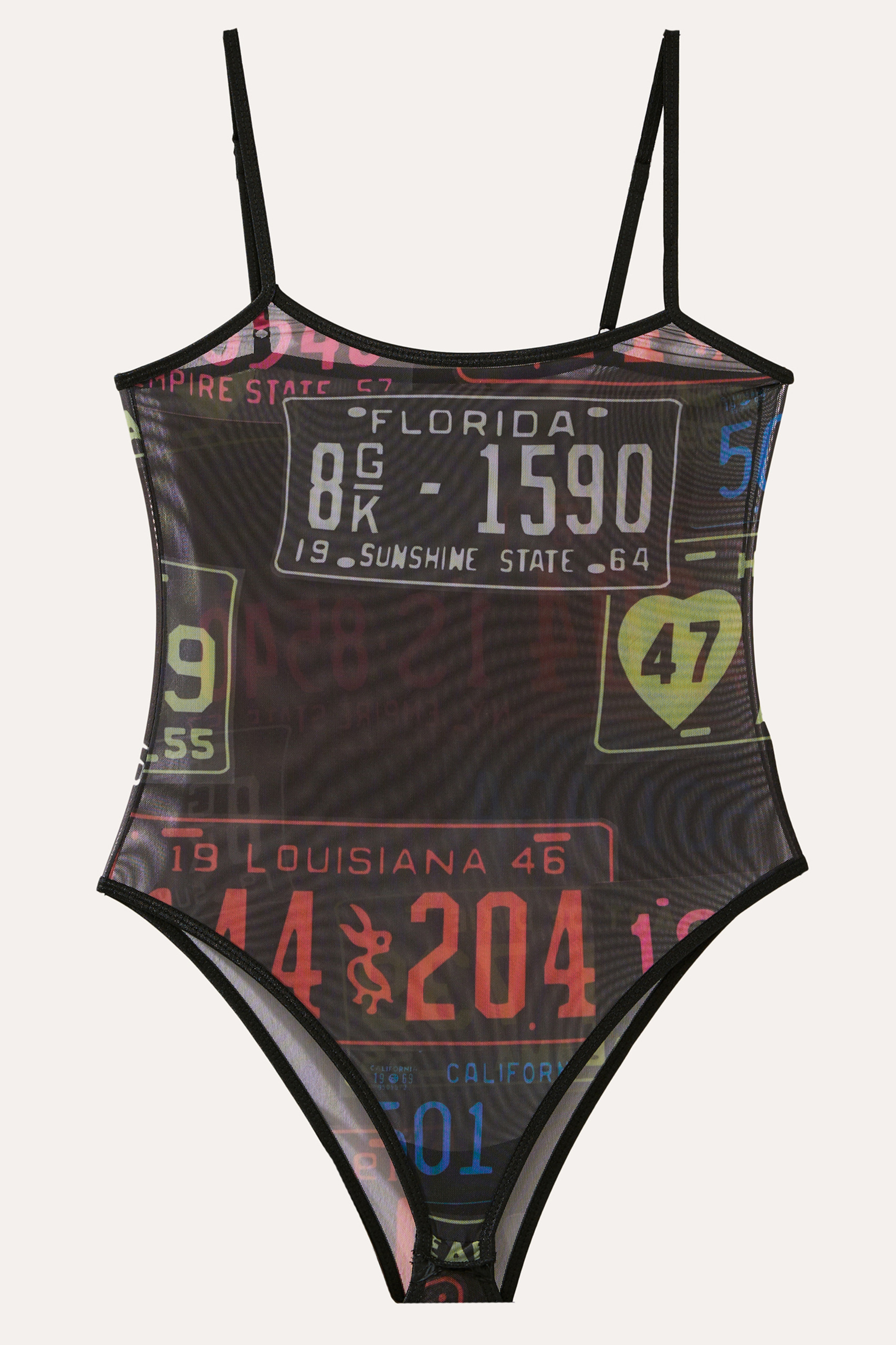 Thin Shoulder Strap BLACK & MIX printed Bodysuit