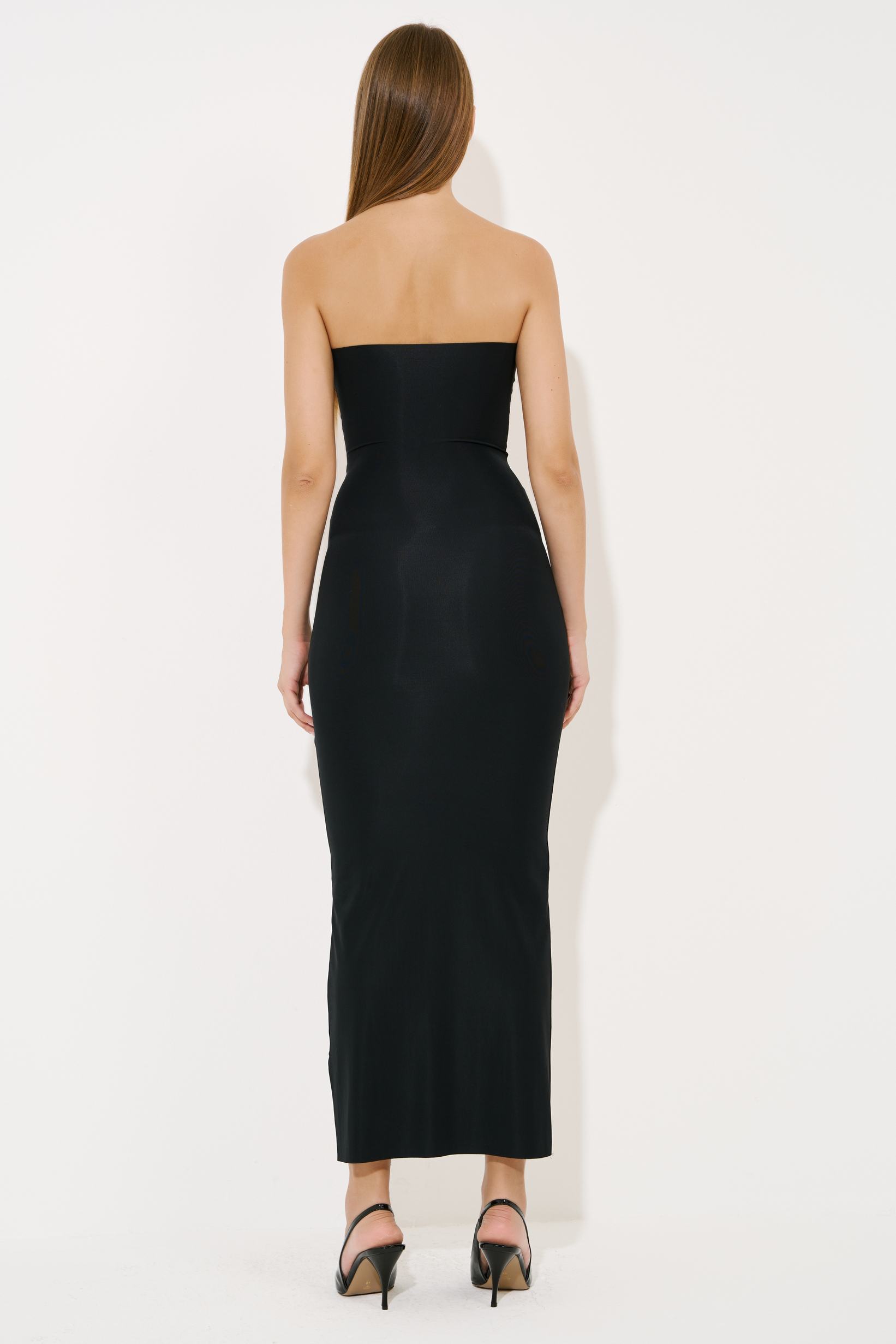 Strapless Long Cami Slip Black Dress
