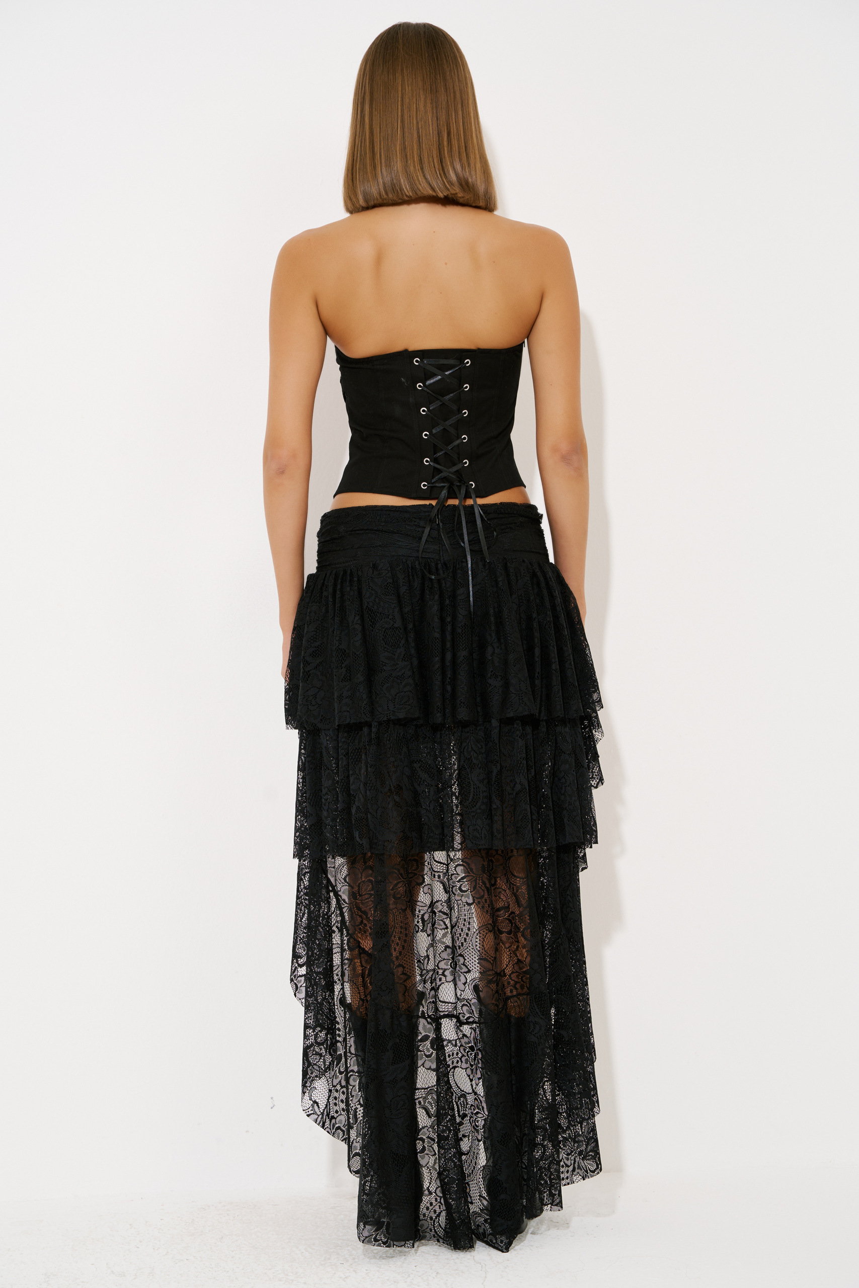 Black High-Low Lace Skirt