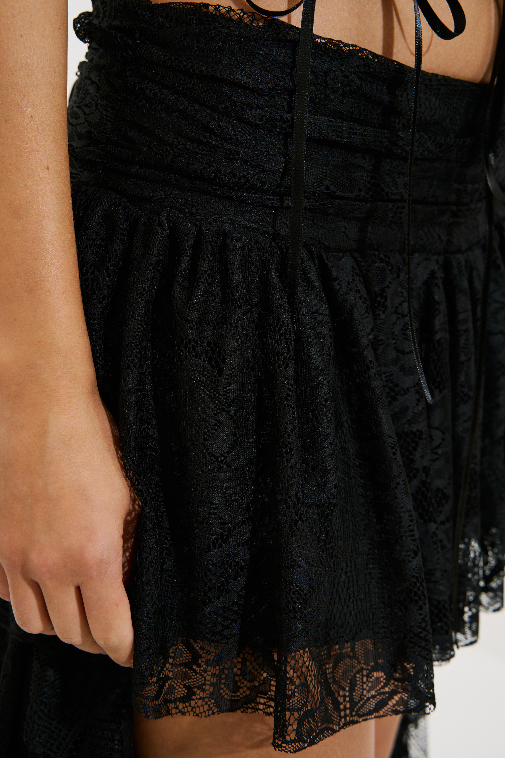 Black High-Low Lace Skirt