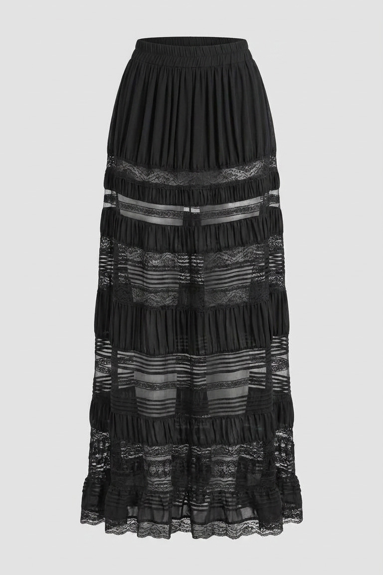 Black Pieced Maxi Skirt